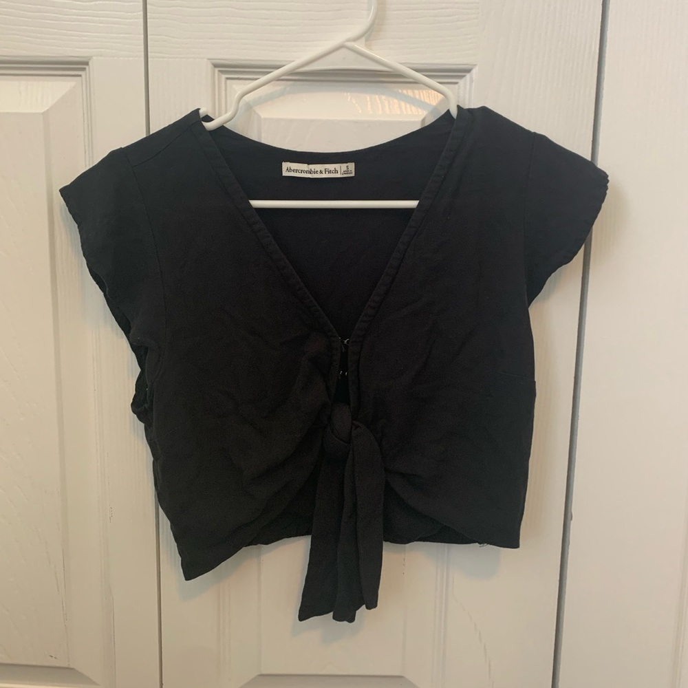 Black Abercrombie Flutter Sleeve Top - S